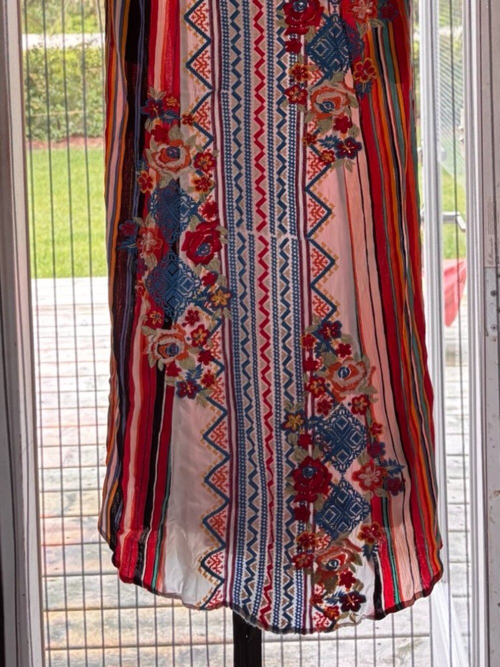 Colorful Striped Maxi | Long Sleeve Boho Tunic Dress | Multicolor - Picture 7 of 7